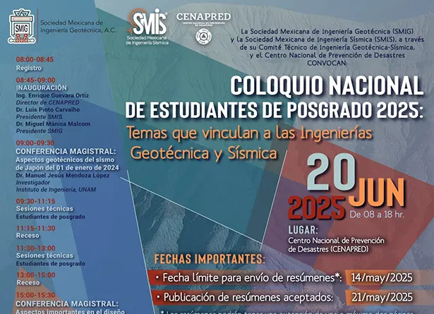 Coloquio Nacional De Estudiantes De Posgrado 2025: Temas Que Vinculan A Las Ingenierías Geotécnica Y Sísmica