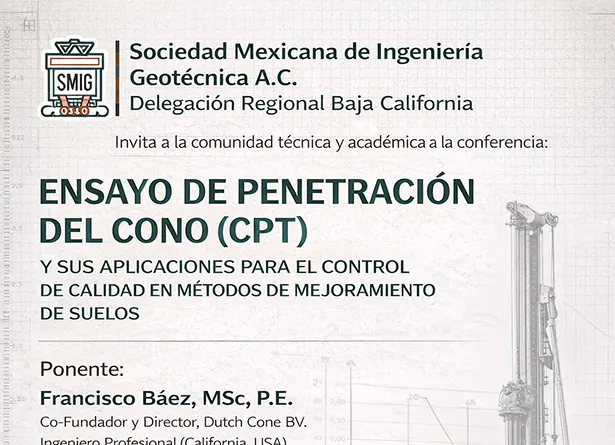 Conferencia Ensayo de penetración del cono (CPT) y sus aplicaciones para el control de calidad en métodos de mejoramiento de suelos